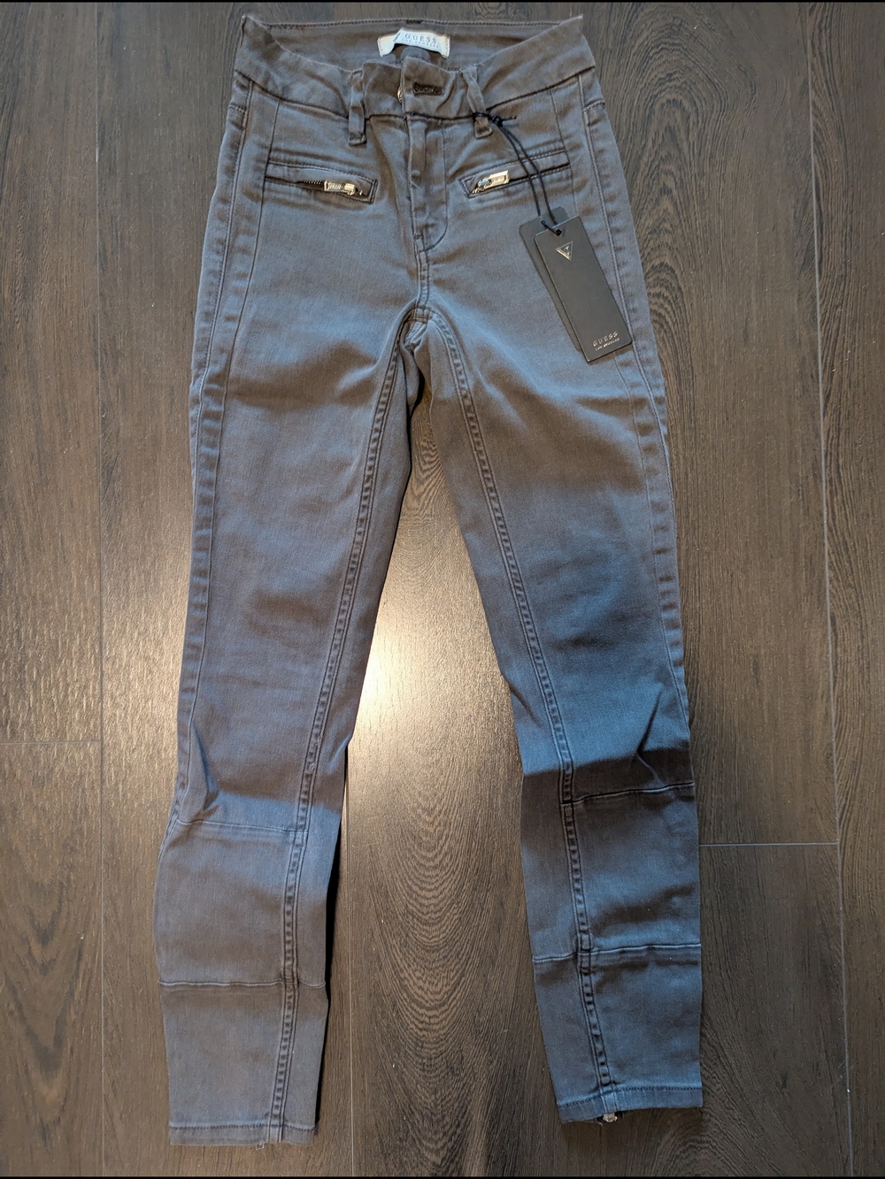 Guess Ankle Zip Skinny Jeans in Charcoal Gray